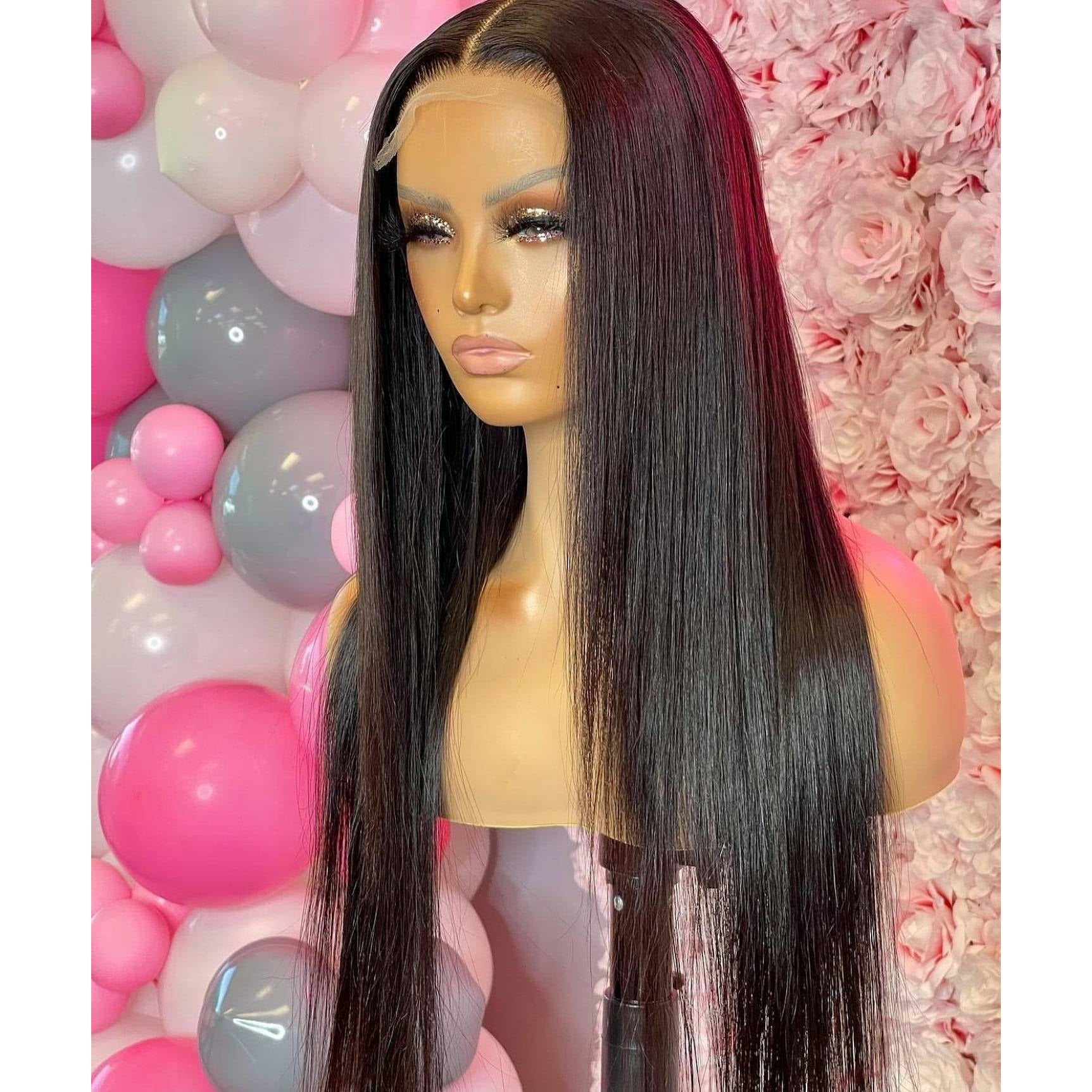 Straight Natural Black Lace Frontal Wig - Jubilee Boutique