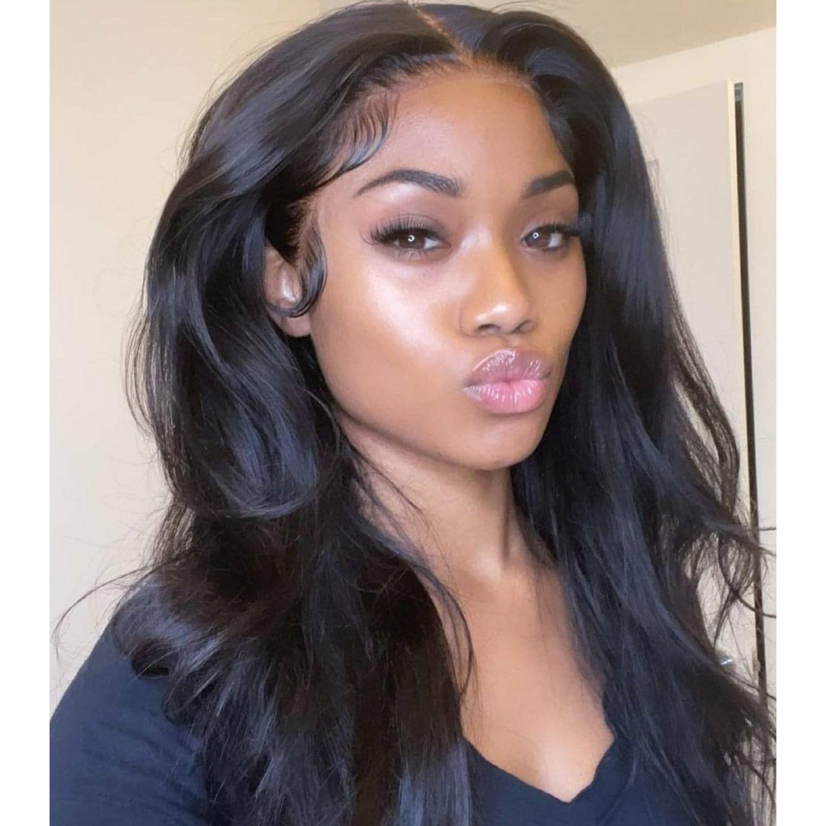 Straight Natural Black Lace Frontal Wig - Jubilee Boutique