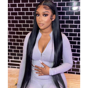 Straight Natural Black Lace Frontal Wig - Jubilee Boutique