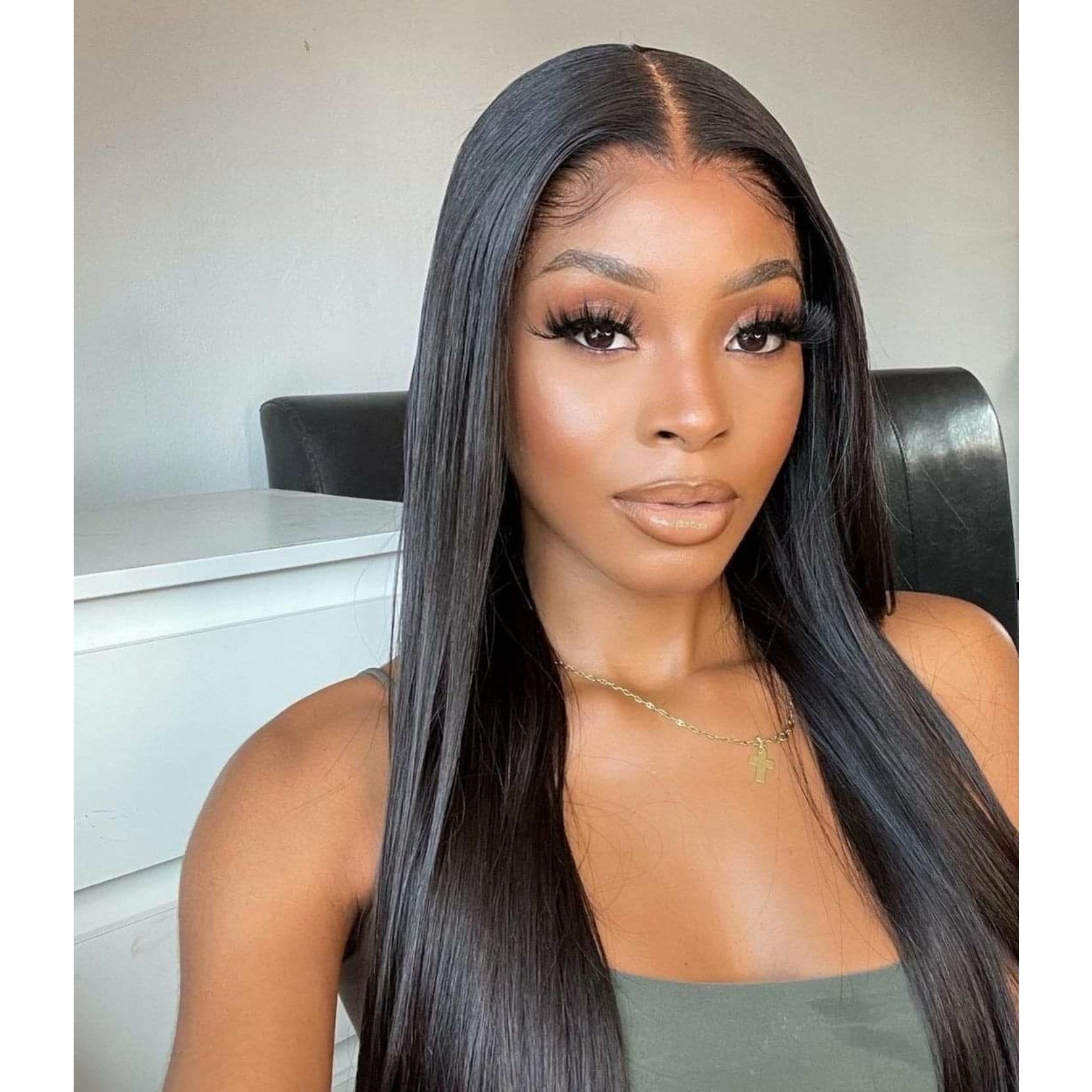 Straight Natural Black Lace Frontal Wig - Jubilee Boutique